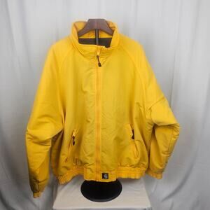 Vintage 90s Carhartt Nylon Bomber Jacket Yellow Fleece Lined Reg 2XL Korea